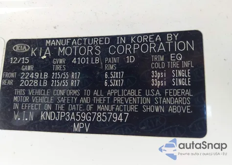 2016 Kia Soul + from USA, damaged, VIN KNDJP3A59G7857947